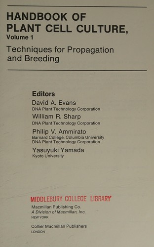Handbook of plant cell culture