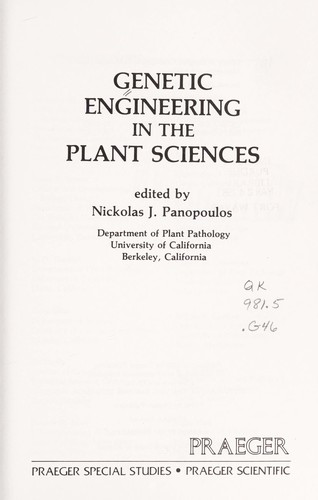 Genetic Engineering in the Plant Sciences