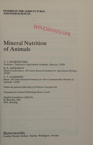 Mineral nutrition of animals