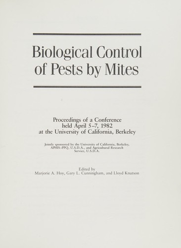 Biological control of pests by mites